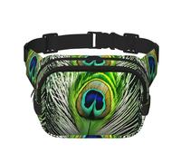 Sac banane tendance unisexe en plumes de paon vert pour l'entraînement, la course, les voyages et la randonnée, Noir , Taille unique