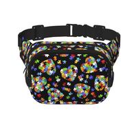 Sac banane tendance unisexe pour la sensibilisation à l'autisme, pour l'entraînement, la course, les voyages et la randonnée, Noir , Taille unique