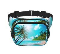 Sac banane tendance unisexe sur le thème de l'océan tropical, pour l'entraînement, la course, les voyages et la randonnée, Noir , Taille unique