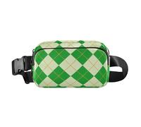 Sac banane tendance vert foncé à carreaux Buffalo doré pour homme et femme, multifonction avec sangle réglable pour voyage, shopping, course à pied, bolsa de cintura para, Vert foncé à carreaux, Vert