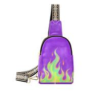 Sac banane tendance violet fluorescent Cool Flame Fanny Pack en cuir pour femme pour la randonnée, Flamme froide fluorescente violette, 1 size