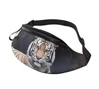 Sac banane tigre assis sur un rocher pour homme et femme - Ceinture réglable - Style décontracté - Pour voyage, sport, course à pied, randonnée, Noir , Taille unique