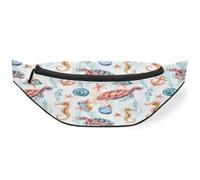 Sac banane tortue de mer pour femmes, hommes, filles, garçons, enfants, hippocampe, ancre, sac banane pour voyage, sport, course à pied, couleur, M