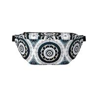 Sac banane Totem rond noir et blanc avec plusieurs poches, facile à transporter, adapté pour le sport, les voyages et une utilisation quotidienne.