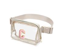 Sac banane transparent approuvé par les stades pour femmes et filles, sac banane transparent pour concerts, sports, voyages, randonnée, course à pied, beige, C