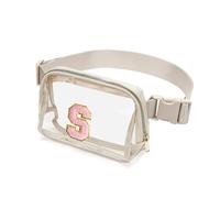 Sac banane transparent approuvé par les stades pour femmes et filles, sac banane transparent pour concerts, sports, voyages, randonnée, course à pied, beige, Taille S