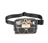 Sac banane transparent approuvé par les stades pour homme et femme avec sangle réglable - Sac banane transparent pour concerts, sports, voyages, randonnée, course à pied, noir, Small, Tendance