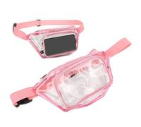 Sac Banane Transparent Multifonctionnel, Sac de Taille en PVC Transparent avec Fermeture éclair Résistante à l'eau pour Le Voyage (Rose)