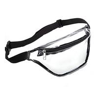 Sac banane transparent pour femme - Petit sac banane transparent mignon avec sangle réglable - Sac transparent approuvé par les stades, Noir , Taille unique, Sacs à dos polochon