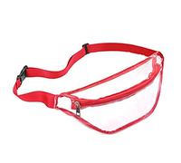 Sac banane transparent pour femme - Petit sac banane transparent mignon avec sangle réglable - Sac transparent approuvé par les stades, Rouge, Taille unique, Sacs à dos polochon