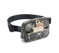 Sac banane transparent pour femme - Sac banane résistant à l'eau avec sangle réglable, approuvé par les stades, pour concerts, course à pied et voyage, joli sac à main transparent, Noir