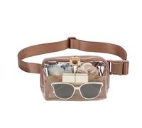 Sac banane transparent - Sac banane en PVC imperméable avec sangle réglable, 22,4 x 1,97 x 5,5 cm - Sac banane transparent léger avec poche à fermeture éclair | Concert Voyage Gym Pl, Marron, Consulte