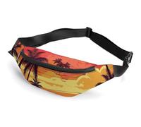 Sac banane Tropical Island Sunset avec sangle réglable, sac à bandoulière léger, mini sac banane mains libres pour la course à pied et la salle de sport