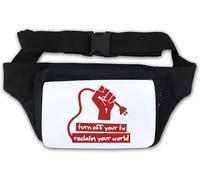 Sac banane « Turn Off Your TV Reclaim Your World Revolution Fist » - Blanc