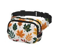 Sac banane unisexe à deux poches mains libres pour les déplacements, le cyclisme, le shopping - Sac de jour léger pour homme et femme, Automne/Feuilles d'érable D, Impressions de mode