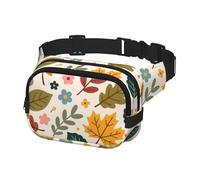 Sac banane unisexe à deux poches mains libres pour les déplacements, le cyclisme, le shopping - Sac de jour léger pour homme et femme, Automne/Feuilles d'érable C, Impressions de mode