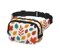 Sac banane unisexe à deux poches mains libres pour les déplacements, le cyclisme, le shopping - Sac de jour léger pour homme et femme, Automne/Feuilles d'érable G, Impressions de mode