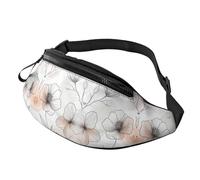Sac banane unisexe à motif fleurs blanches aquarelle, taille réglable, sac banane imprimé fleurs tendance, sac à bandoulière pour cyclistes - Sac facile d'accès pour clés, cartes et gels énergétiques