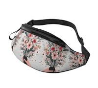 Sac Banane Unisexe à Motif Floral réglable à la Taille pour Cyclistes - Sac à bandoulière Facile d'accès pour Les clés, Les Cartes et Les gels énergétiques 14 x 35 cm