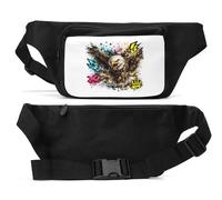 Sac banane unisexe Aigle féroce avec graffiti coloré Noir