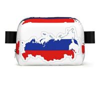 Sac banane unisexe avec drapeau russe imprimé carte sac banane résistant à l'usure avec sangle réglable pour randonnée et voyage