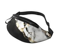 Sac banane unisexe avec impression de texture marbrée noire et blanche pour lunettes de soleil, clés, batteries externes, téléphones