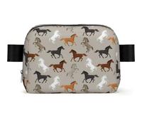 Sac banane unisexe avec imprimé cheval mignon et résistant à l'usure avec sangle réglable pour la randonnée et les voyages