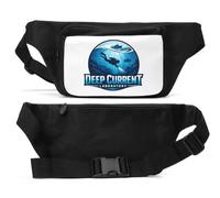Sac banane unisexe avec motif scène d'exploration sous-marine et de recherche Noir