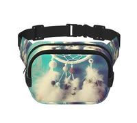 Sac banane unisexe avec plumes et attrape-rêves Blanc