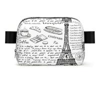 Sac banane unisexe avec sangle réglable pour la randonnée et les voyages Motif Tour Eiffel Café parisien