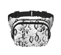 Sac banane unisexe carré double couche imprimé peau de serpent noir et blanc accessoire d'entraînement de voyage, noir, One Size