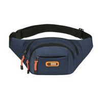 Sac banane unisexe de grande capacité avec poches multifonctions et sangle réglable pour activités de plein air, bleu