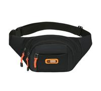 Sac banane unisexe de grande capacité avec poches multifonctions et sangle réglable pour activités de plein air, Noir