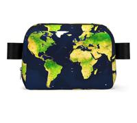 Sac banane unisexe imprimé carte du monde résistant à l'usure avec sangle réglable pour randonnée et voyage