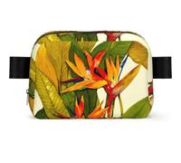 Sac banane unisexe imprimé oiseau de paradis tropical résistant à l'usure avec sangle réglable pour randonnée et voyage