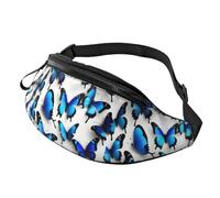 Sac banane unisexe imprimé papillons bleus pour tous les jours, voyage, course à pied, festivals