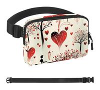 Sac banane unisexe Love Tree-441 pour la Saint Valentin : sacs banane tendance, sacs à bandoulière sport minces à la mode pour jogging, randonnée, randonneur, femme, homme, multicolore, 4 x 23 x 15