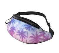 Sac banane unisexe mignon et rêveur avec fond texturé - Taille réglable - Motif palmiers - Sac à bandoulière imprimé tendance pour touristes - Sac léger et résistant au vol pour la visite touristique