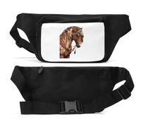 Sac banane unisexe motif cheval amérindien avec plumes Noir