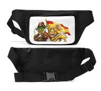Sac banane unisexe motif guerrier historique avec lion et drapeau Noir
