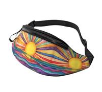 Sac banane unisexe réactif à la lumière noire aux UV - Taille réglable - Sac banane imprimé soleil noir - Sac à bandoulière tendance pour étudiants - Sac mains libres tendance pour la vie sur le