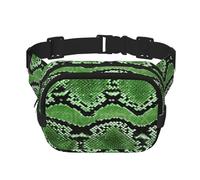 Sac banane vert en peau de serpent pour homme et femme, sac banane tendance pour entraînement, course, voyage, randonnée, Noir , Taille unique