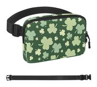 Sac banane vert Lucky Clover Leaves pour homme et femme, sac banane avec poches à fermeture éclair, sac de taille imperméable avec sangle réglable pour l'entraînement, la course à pied, les voyages,