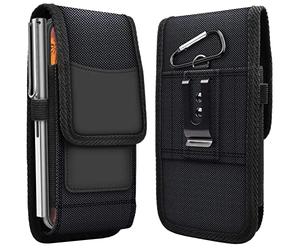 Sac Banane Vertical pour Oukitel WP52 WP50 WP39 WP38 WP36 WP35 WP28 WP27 WP26 Pro C38 C50 C51 C53 C57 C58 | Sac Banane avec Mousqueton, Clip et Boucle | Étui de Protection latéral | Noir