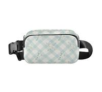 Sac banane vichy pour femme, sac banane avec sangle réglable, mini pochette partout pour l'entraînement, la course à pied, vert écume de mer