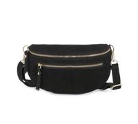 Sac banane ville femme - Vrai cuir daim velouté - Chic tendance - Noir