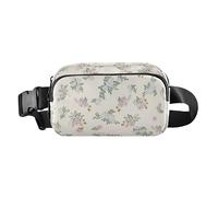 Sac banane vintage à motif floral bleu pêche et bleu pour homme et femme, sac à bandoulière multifonction avec sangle réglable pour voyage, vacances, course à pied, Vintage Peach and Blue Floral,