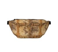 Sac banane vintage avec carte du monde ancien, sac à bandoulière réglable pour homme et femme, pour la course, la randonnée, l'escalade, la gym, le vélo d'appartement, etc., Noir , Taille unique