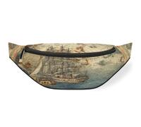 Sac banane vintage avec motif carte nautique pour homme, femme, enfant, fille, garçon, sac banane pour sport, randonnée, course à pied, couleur, M, Organiseur de sac