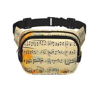 Sac banane vintage avec note de musique - Petit sac banane tendance - Sac banane léger pour femme et homme - Pour la course à pied, l'entraînement, la randonnée, les voyages